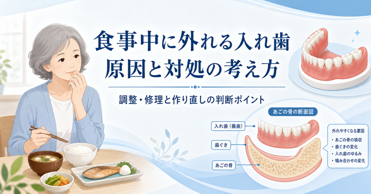 食事中に外れる入れ歯の原因とは？修理・調整と作り直しの判断基準