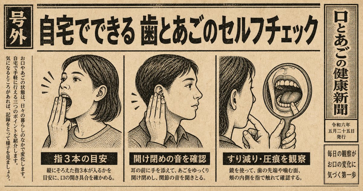 自宅で手軽に確認できる歯やあごのセルフチェック項目