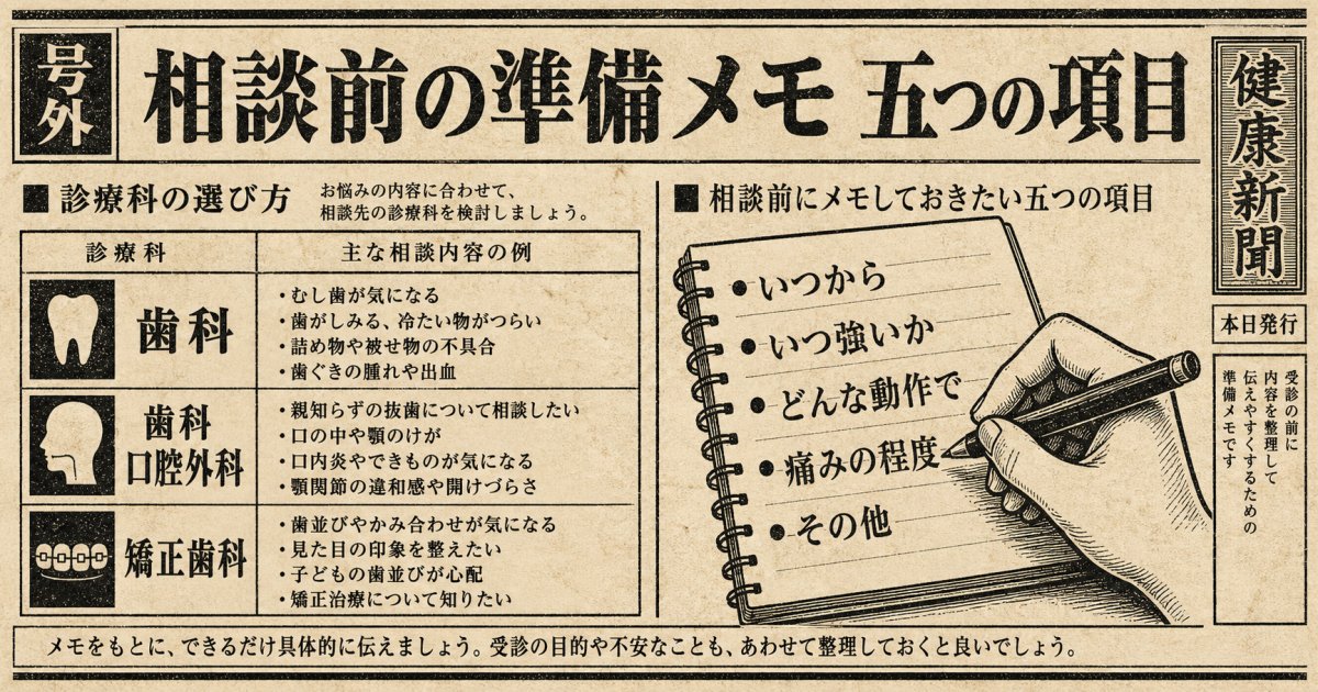 受診先を選ぶポイントと相談時に伝えるとスムーズな事前準備